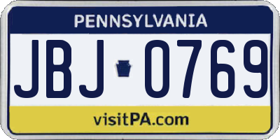 PA license plate JBJ0769