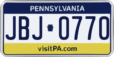 PA license plate JBJ0770