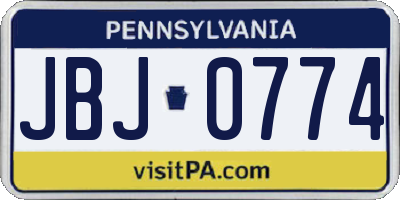 PA license plate JBJ0774