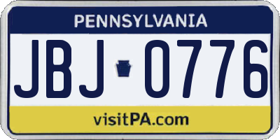 PA license plate JBJ0776