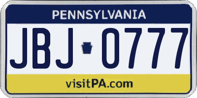 PA license plate JBJ0777