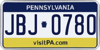 PA license plate JBJ0780