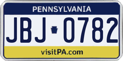 PA license plate JBJ0782
