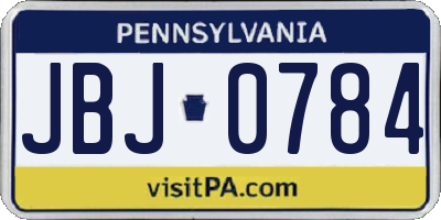 PA license plate JBJ0784