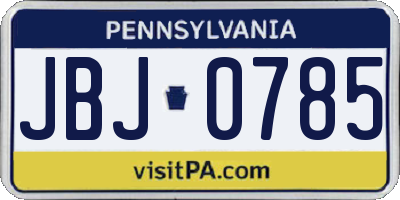 PA license plate JBJ0785