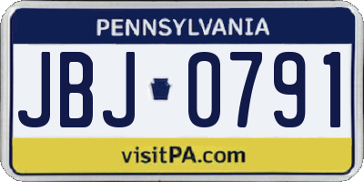 PA license plate JBJ0791