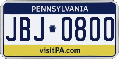 PA license plate JBJ0800