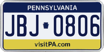 PA license plate JBJ0806
