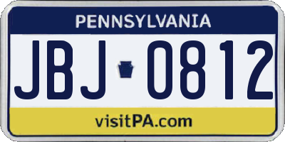 PA license plate JBJ0812