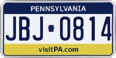 PA license plate JBJ0814