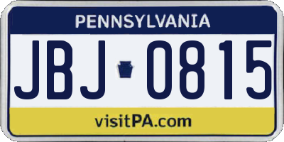 PA license plate JBJ0815