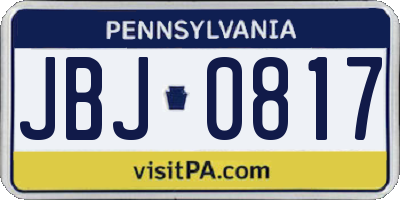 PA license plate JBJ0817