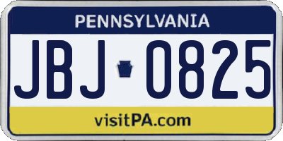 PA license plate JBJ0825