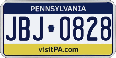 PA license plate JBJ0828