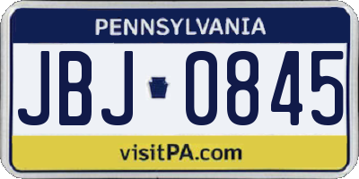 PA license plate JBJ0845
