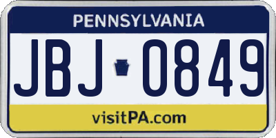 PA license plate JBJ0849