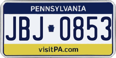 PA license plate JBJ0853