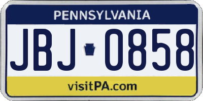 PA license plate JBJ0858