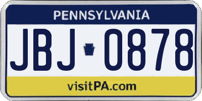 PA license plate JBJ0878