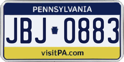 PA license plate JBJ0883