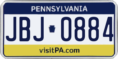 PA license plate JBJ0884