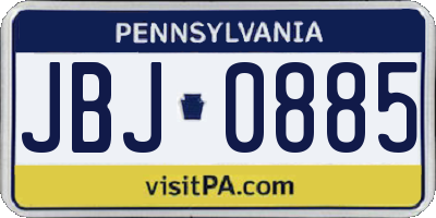PA license plate JBJ0885