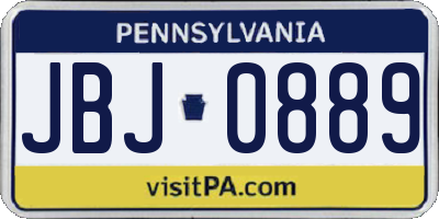 PA license plate JBJ0889