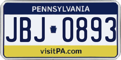 PA license plate JBJ0893