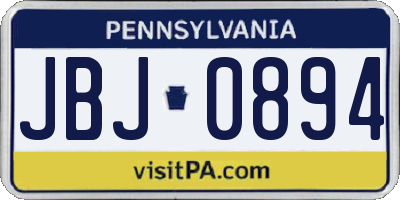 PA license plate JBJ0894