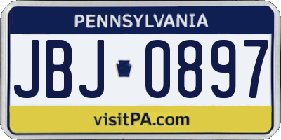 PA license plate JBJ0897