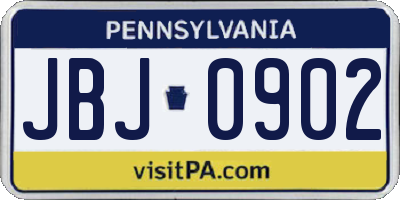 PA license plate JBJ0902