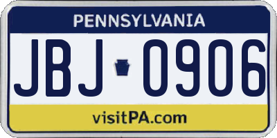 PA license plate JBJ0906