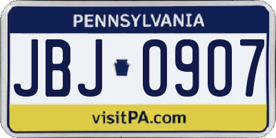 PA license plate JBJ0907