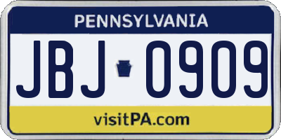 PA license plate JBJ0909