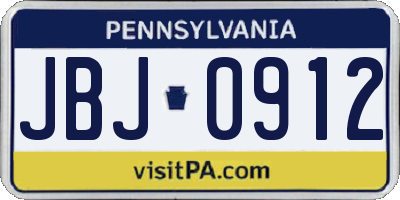 PA license plate JBJ0912
