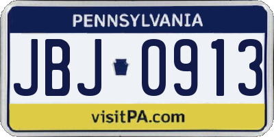 PA license plate JBJ0913
