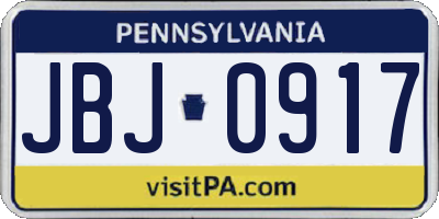 PA license plate JBJ0917