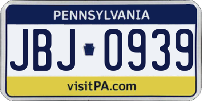 PA license plate JBJ0939