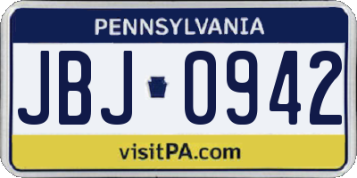 PA license plate JBJ0942