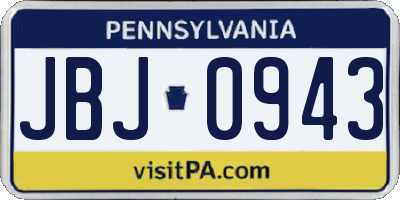 PA license plate JBJ0943