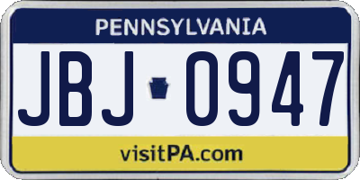 PA license plate JBJ0947