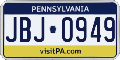 PA license plate JBJ0949
