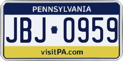 PA license plate JBJ0959