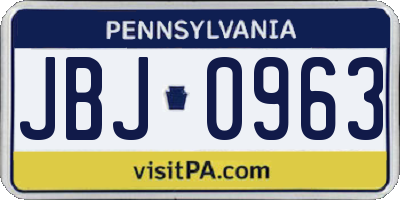 PA license plate JBJ0963