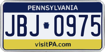 PA license plate JBJ0975