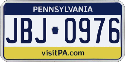 PA license plate JBJ0976