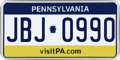 PA license plate JBJ0990