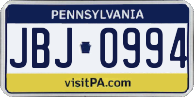 PA license plate JBJ0994