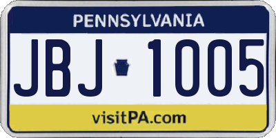 PA license plate JBJ1005