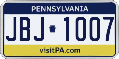 PA license plate JBJ1007